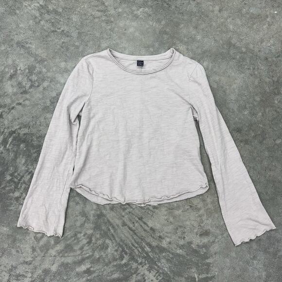 SHEIN Small Cotton Long Sleeve Shirt Flare Basic Everyday Tan Beige - Picture 2 of 8